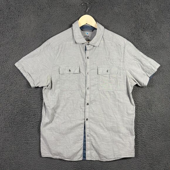 Kuhl Shirt Mens Large Gray Thrive Button Up Short Sleeve Hiking Outdoor Travel - Picture 1 of 14